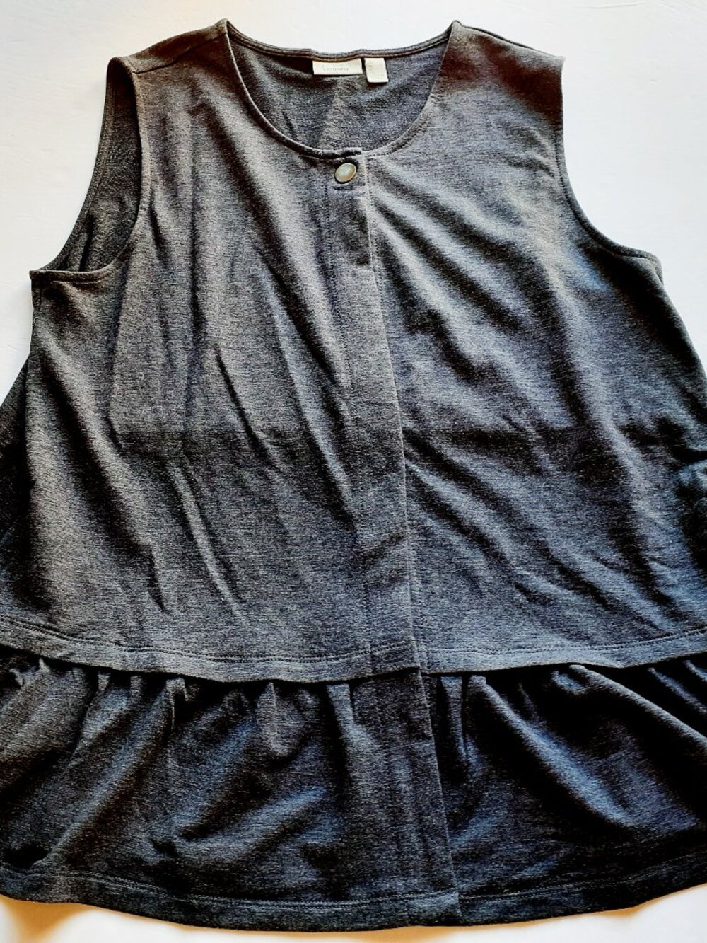 LOGO Lounge Womens Vest Gray French Terry Top Sleeveless Layering Peplum Medium
